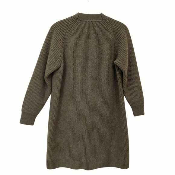 Madewell Henley Sweater Dress Womens Small Olive Green Merino Wool Blend Knitted - Picture 4 of 13
